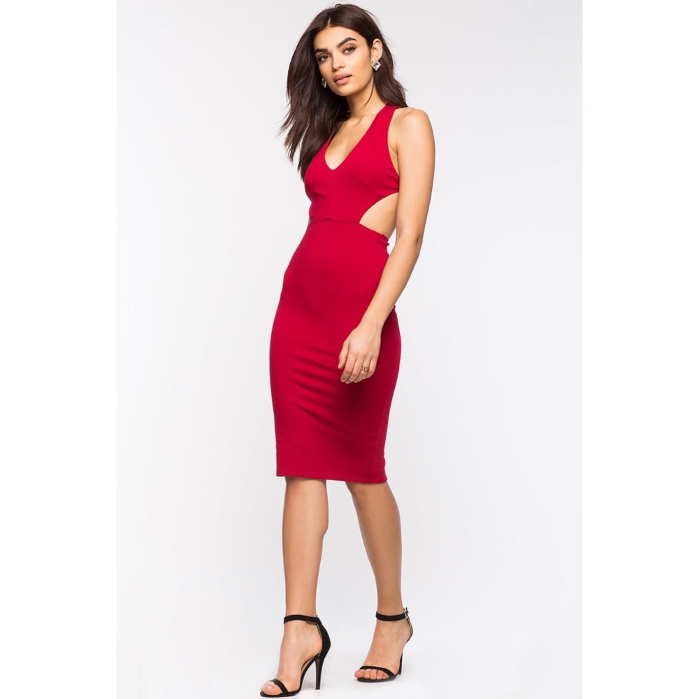 A’gaci Red cutout strappy back dress